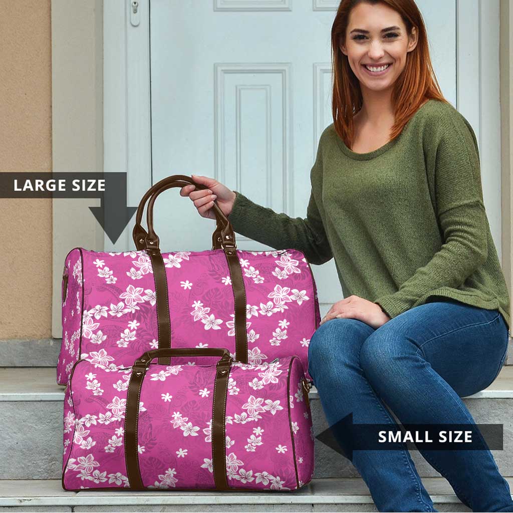 Hawaii Monstera Deliciosa Travel Bag Pink Plumeria Polynesian Pattern LT05 - Polynesian Pride