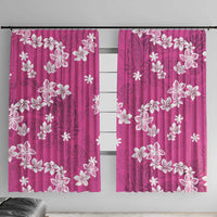 Hawaii Monstera Deliciosa Window Curtain Pink Plumeria Polynesian Pattern LT05 With Hooks Pink - Polynesian Pride