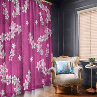 Hawaii Monstera Deliciosa Window Curtain Pink Plumeria Polynesian Pattern LT05 - Polynesian Pride