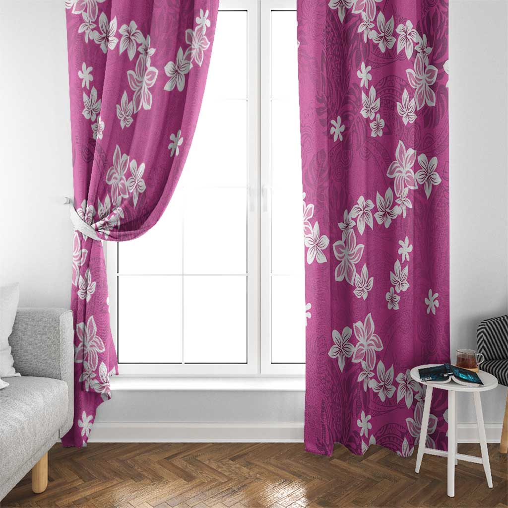 Hawaii Monstera Deliciosa Window Curtain Pink Plumeria Polynesian Pattern LT05 - Polynesian Pride