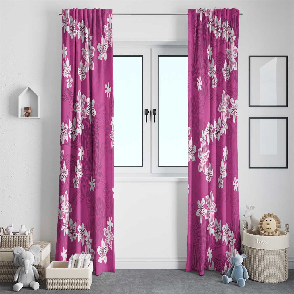Hawaii Monstera Deliciosa Window Curtain Pink Plumeria Polynesian Pattern LT05 - Polynesian Pride