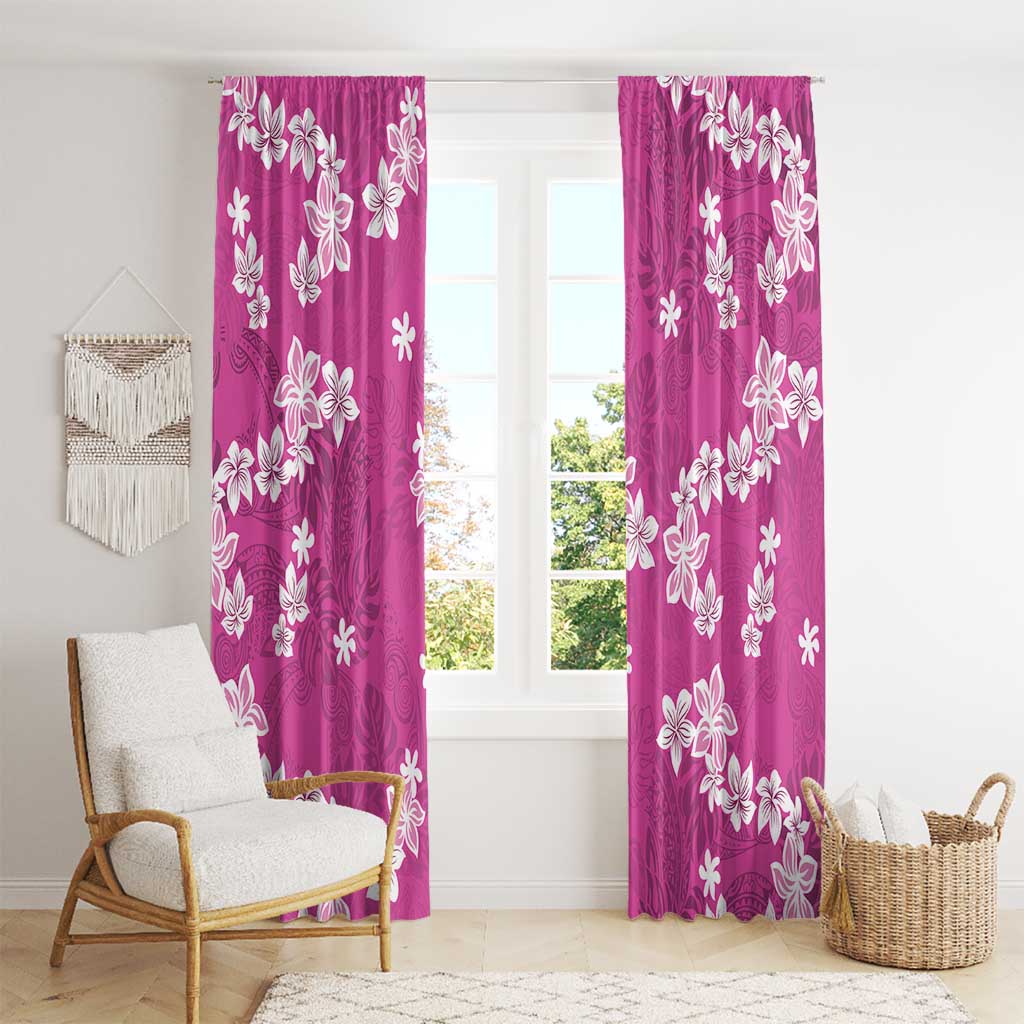 Hawaii Monstera Deliciosa Window Curtain Pink Plumeria Polynesian Pattern LT05 - Polynesian Pride