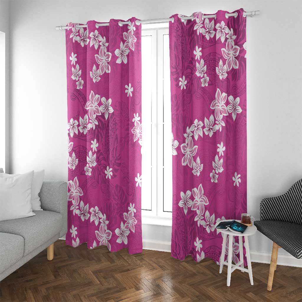 Hawaii Monstera Deliciosa Window Curtain Pink Plumeria Polynesian Pattern LT05 With Grommets Pink - Polynesian Pride
