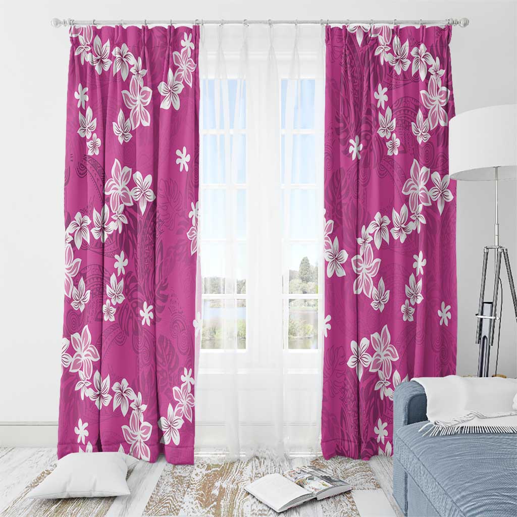 Hawaii Monstera Deliciosa Window Curtain Pink Plumeria Polynesian Pattern LT05 - Polynesian Pride