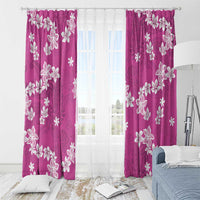 Hawaii Monstera Deliciosa Window Curtain Pink Plumeria Polynesian Pattern LT05 - Polynesian Pride