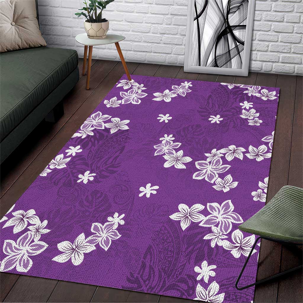 Hawaii Monstera Deliciosa Area Rug Purple Plumeria Polynesian Pattern LT05 Purple - Polynesian Pride