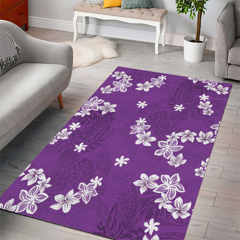 Hawaii Monstera Deliciosa Area Rug Purple Plumeria Polynesian Pattern LT05 - Polynesian Pride