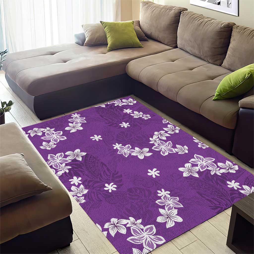 Hawaii Monstera Deliciosa Area Rug Purple Plumeria Polynesian Pattern LT05 - Polynesian Pride