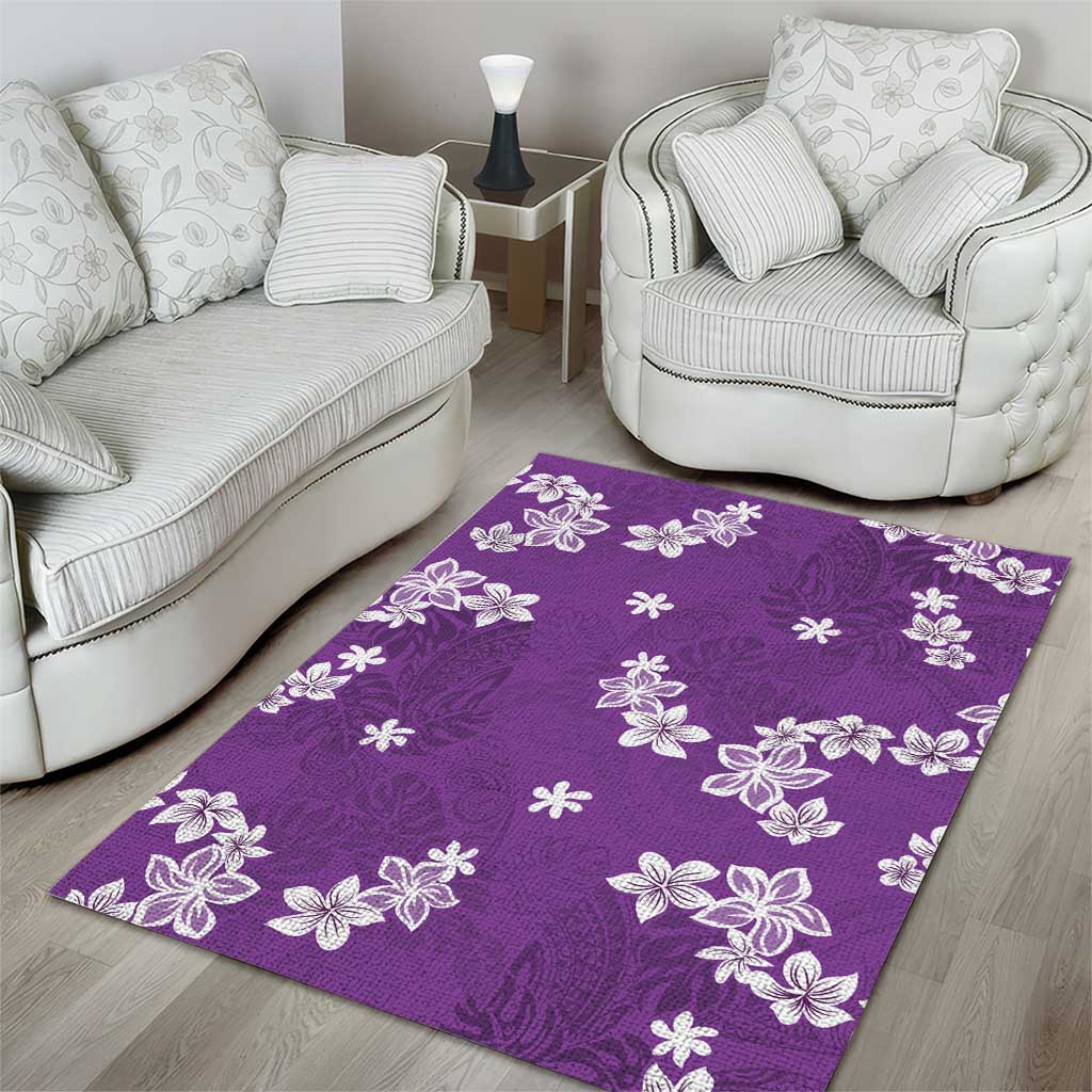 Hawaii Monstera Deliciosa Area Rug Purple Plumeria Polynesian Pattern LT05 - Polynesian Pride