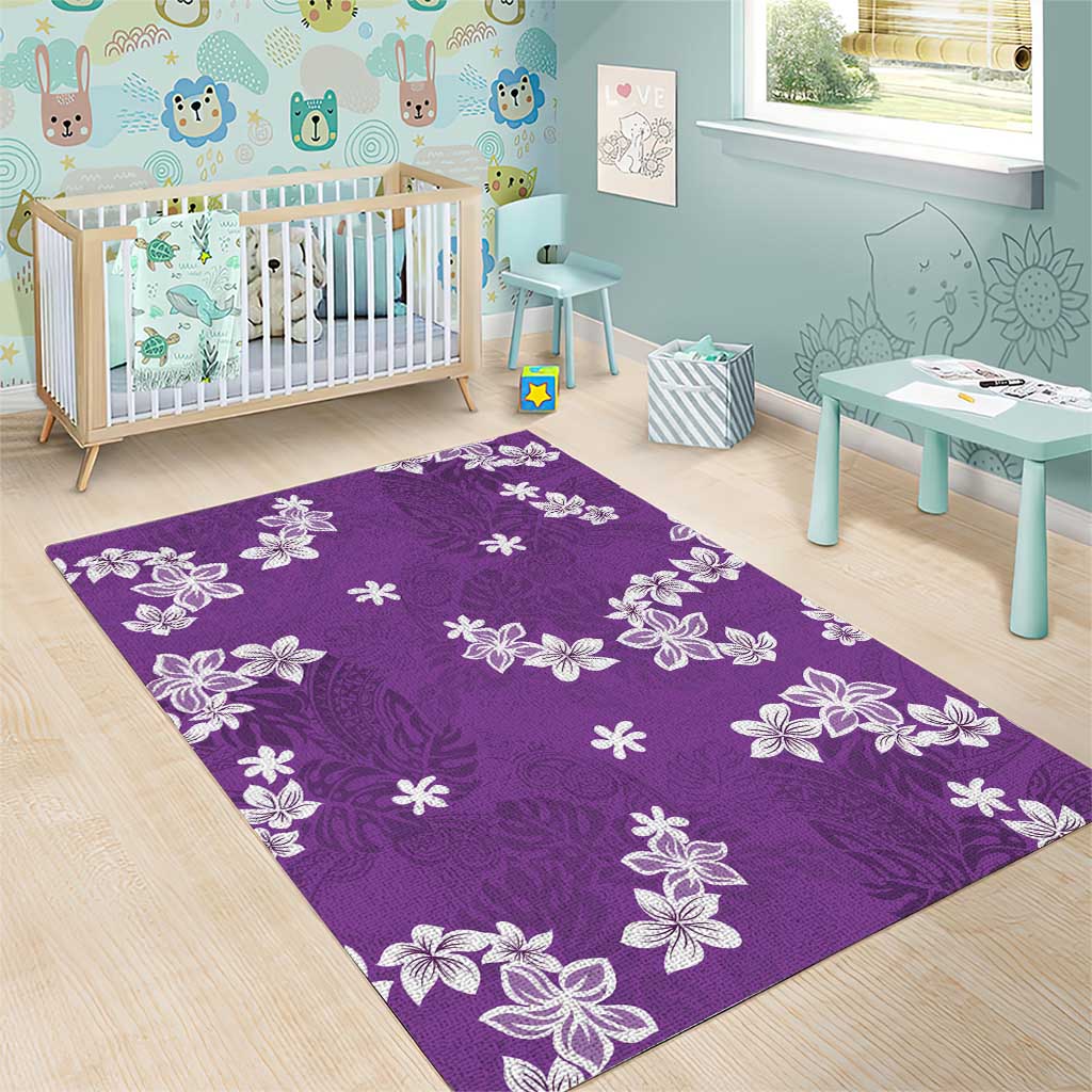 Hawaii Monstera Deliciosa Area Rug Purple Plumeria Polynesian Pattern LT05 - Polynesian Pride