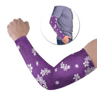 Hawaii Monstera Deliciosa Arm Sleeves Purple Plumeria Polynesian Pattern LT05 Set of 2 Purple - Polynesian Pride