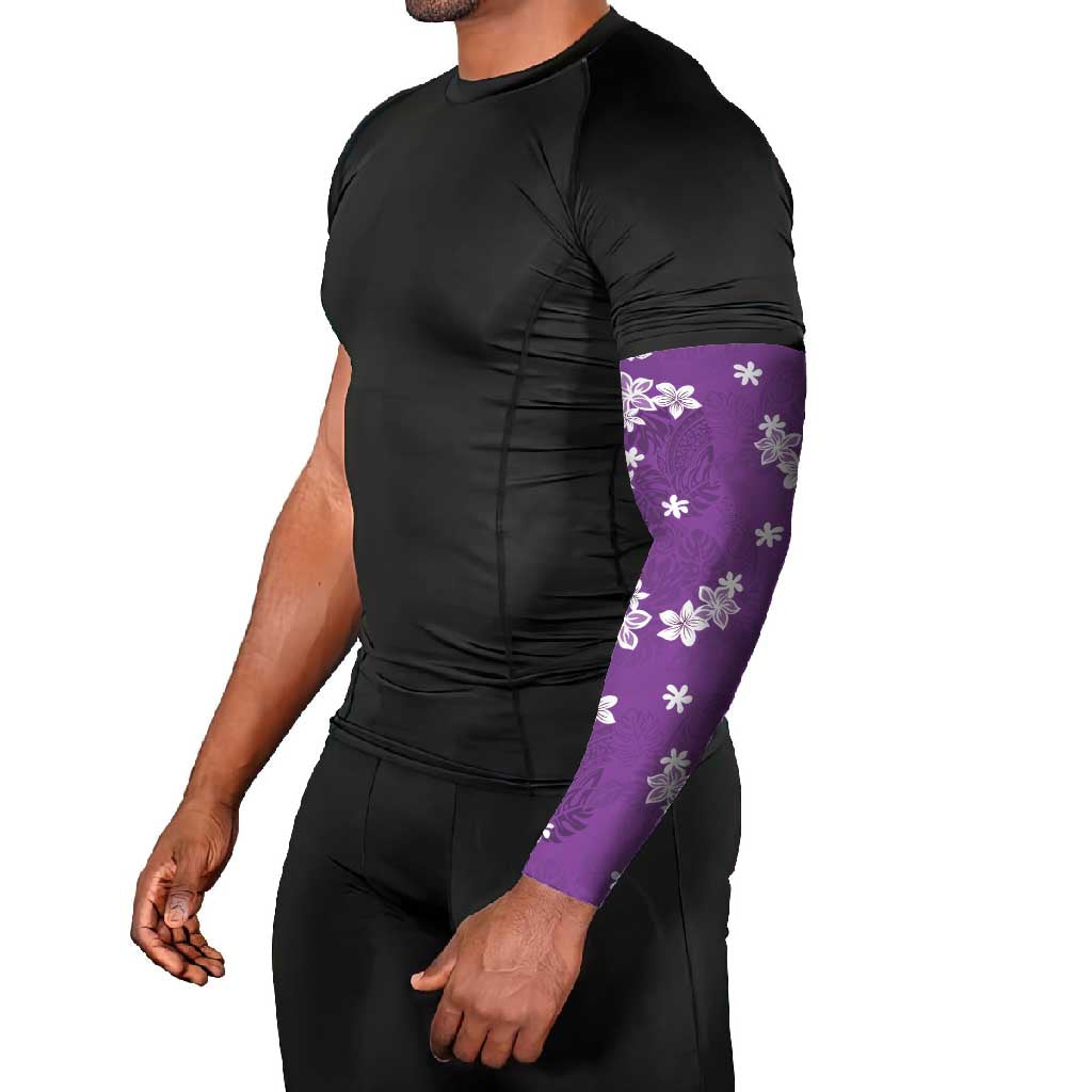 Hawaii Monstera Deliciosa Arm Sleeves Purple Plumeria Polynesian Pattern LT05 - Polynesian Pride