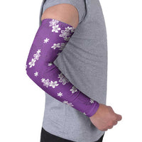 Hawaii Monstera Deliciosa Arm Sleeves Purple Plumeria Polynesian Pattern LT05 - Polynesian Pride