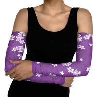 Hawaii Monstera Deliciosa Arm Sleeves Purple Plumeria Polynesian Pattern LT05 - Polynesian Pride