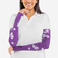 Hawaii Monstera Deliciosa Arm Sleeves Purple Plumeria Polynesian Pattern LT05 - Polynesian Pride