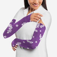 Hawaii Monstera Deliciosa Arm Sleeves Purple Plumeria Polynesian Pattern LT05 - Polynesian Pride