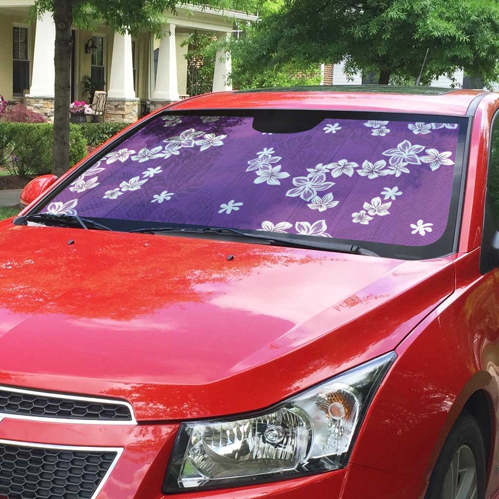 Hawaii Monstera Deliciosa Auto Sun Shade Purple Plumeria Polynesian Pattern LT05 - Polynesian Pride