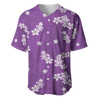 Hawaii Monstera Deliciosa Baseball Jersey Purple Plumeria Polynesian Pattern LT05 Purple - Polynesian Pride