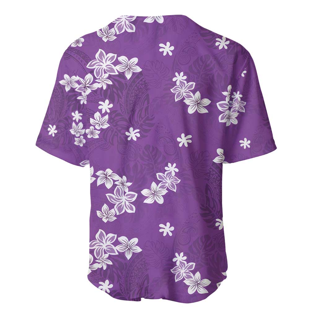 Hawaii Monstera Deliciosa Baseball Jersey Purple Plumeria Polynesian Pattern LT05 - Polynesian Pride