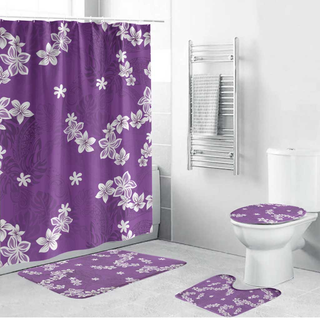 Hawaii Monstera Deliciosa Bathroom Set Purple Plumeria Polynesian Pattern LT05 Bathroom Set (4 pcs) Purple - Polynesian Pride