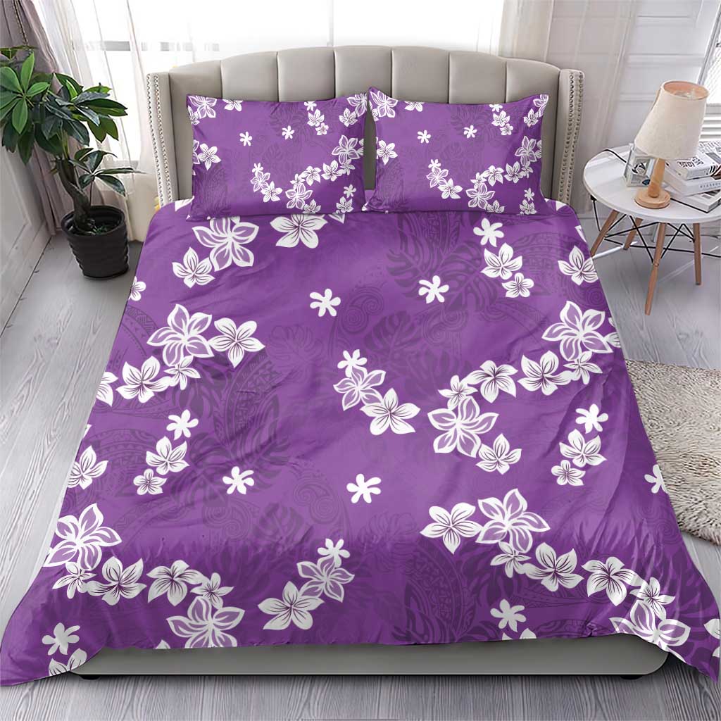 Hawaii Monstera Deliciosa Bedding Set Purple Plumeria Polynesian Pattern LT05 - Polynesian Pride