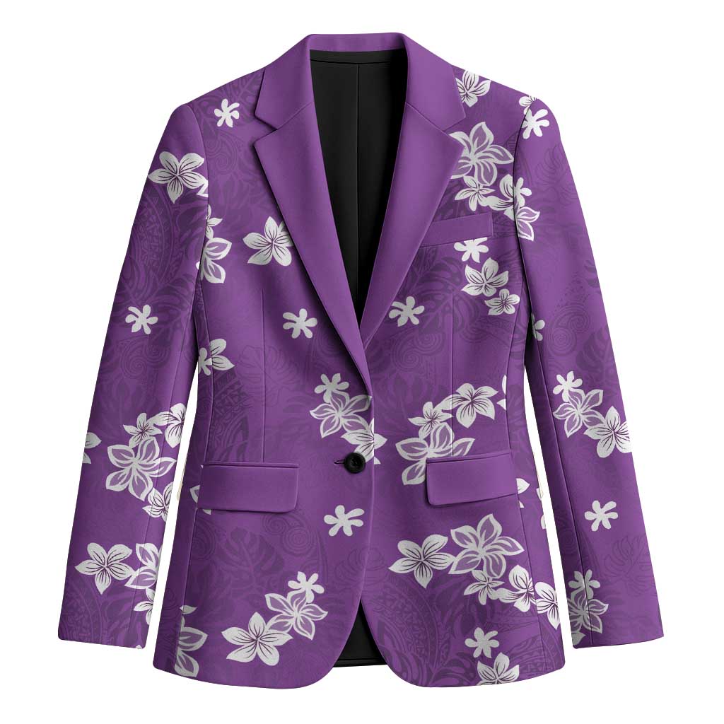 Hawaii Monstera Deliciosa Blazer Purple Plumeria Polynesian Pattern LT05 Unisex Purple - Polynesian Pride