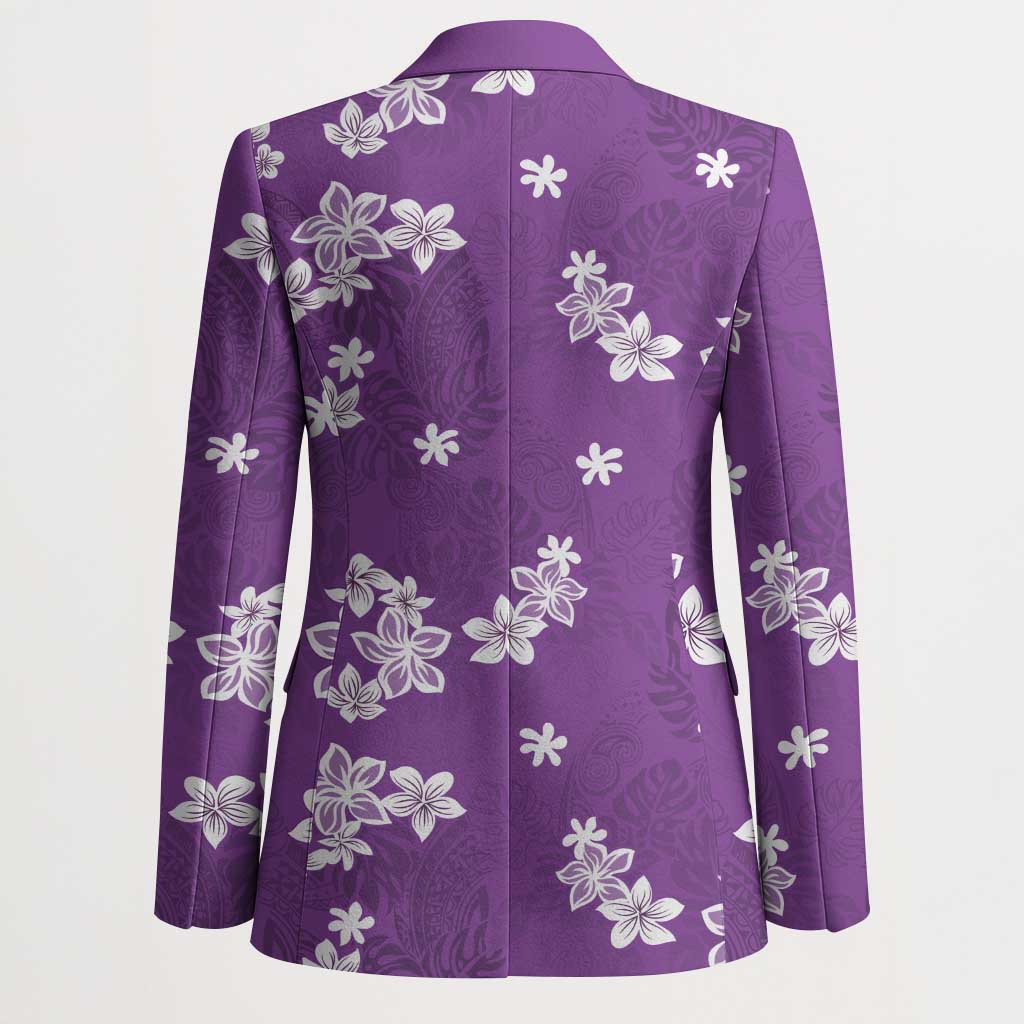 Hawaii Monstera Deliciosa Blazer Purple Plumeria Polynesian Pattern LT05 - Polynesian Pride