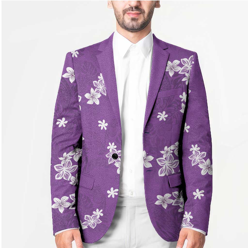 Hawaii Monstera Deliciosa Blazer Purple Plumeria Polynesian Pattern LT05 - Polynesian Pride