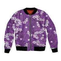 Hawaii Monstera Deliciosa Bomber Jacket Purple Plumeria Polynesian Pattern LT05 Unisex Purple - Polynesian Pride