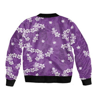 Hawaii Monstera Deliciosa Bomber Jacket Purple Plumeria Polynesian Pattern LT05 - Polynesian Pride