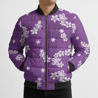 Hawaii Monstera Deliciosa Bomber Puffer Jacket Purple Plumeria Polynesian Pattern LT05 - Polynesian Pride