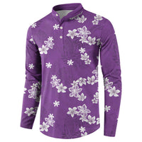 Hawaii Monstera Deliciosa Button Sweatshirt Purple Plumeria Polynesian Pattern LT05 - Polynesian Pride