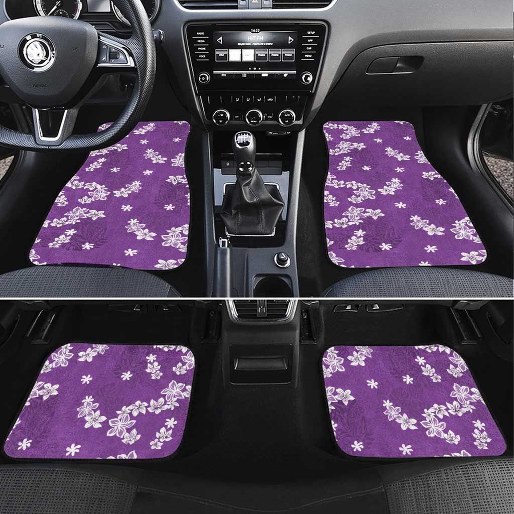 Hawaii Monstera Deliciosa Car Mats Purple Plumeria Polynesian Pattern LT05 Set 4pcs Purple - Polynesian Pride