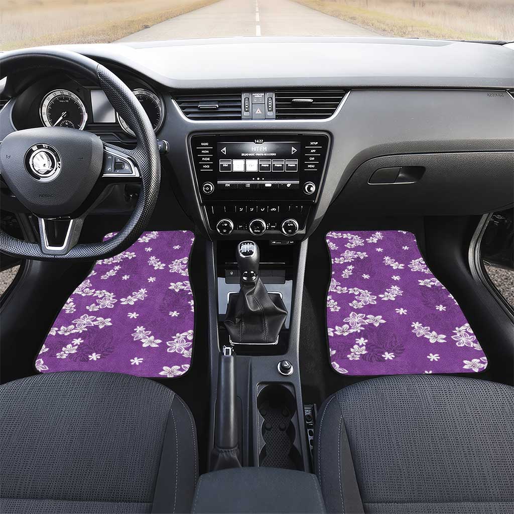 Hawaii Monstera Deliciosa Car Mats Purple Plumeria Polynesian Pattern LT05 Set 2pcs - Front Purple - Polynesian Pride