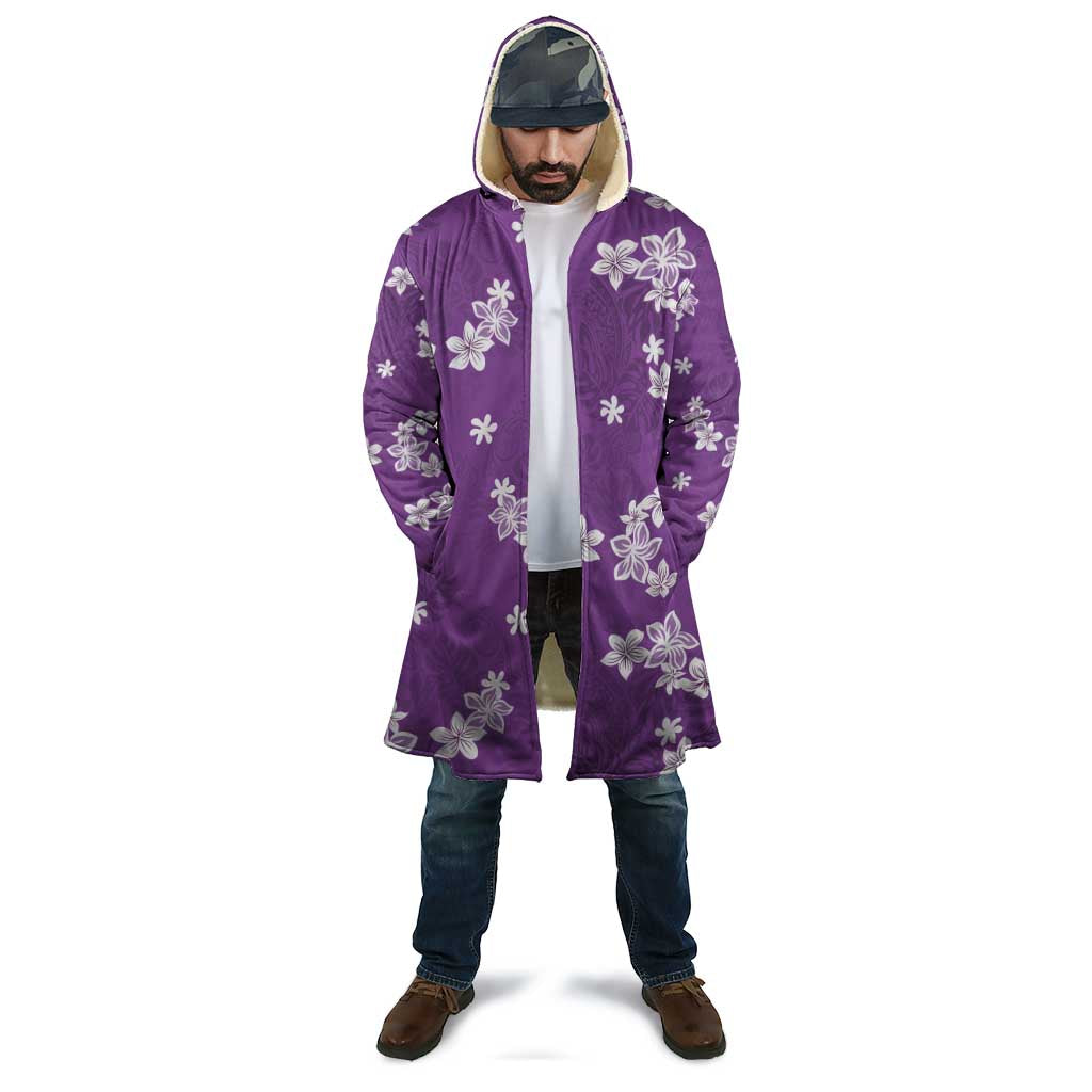 Hawaii Monstera Deliciosa Cloak Purple Plumeria Polynesian Pattern LT05 - Polynesian Pride