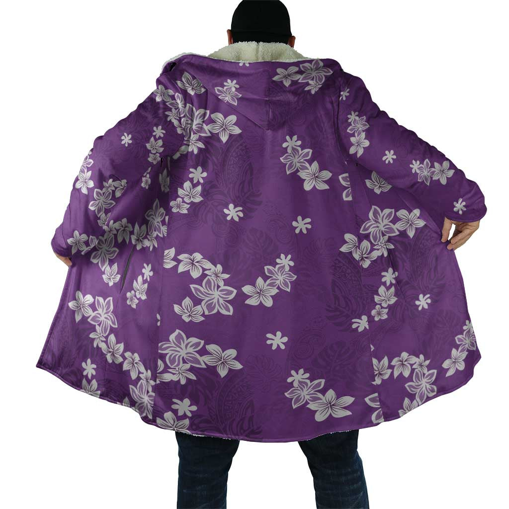 Hawaii Monstera Deliciosa Cloak Purple Plumeria Polynesian Pattern LT05 - Polynesian Pride