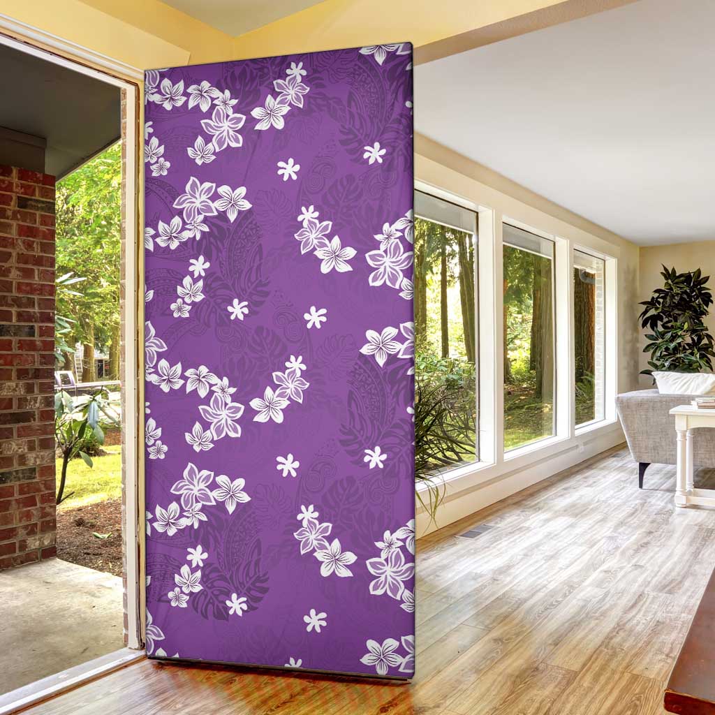 Hawaii Monstera Deliciosa Door Cover Purple Plumeria Polynesian Pattern LT05 - Polynesian Pride