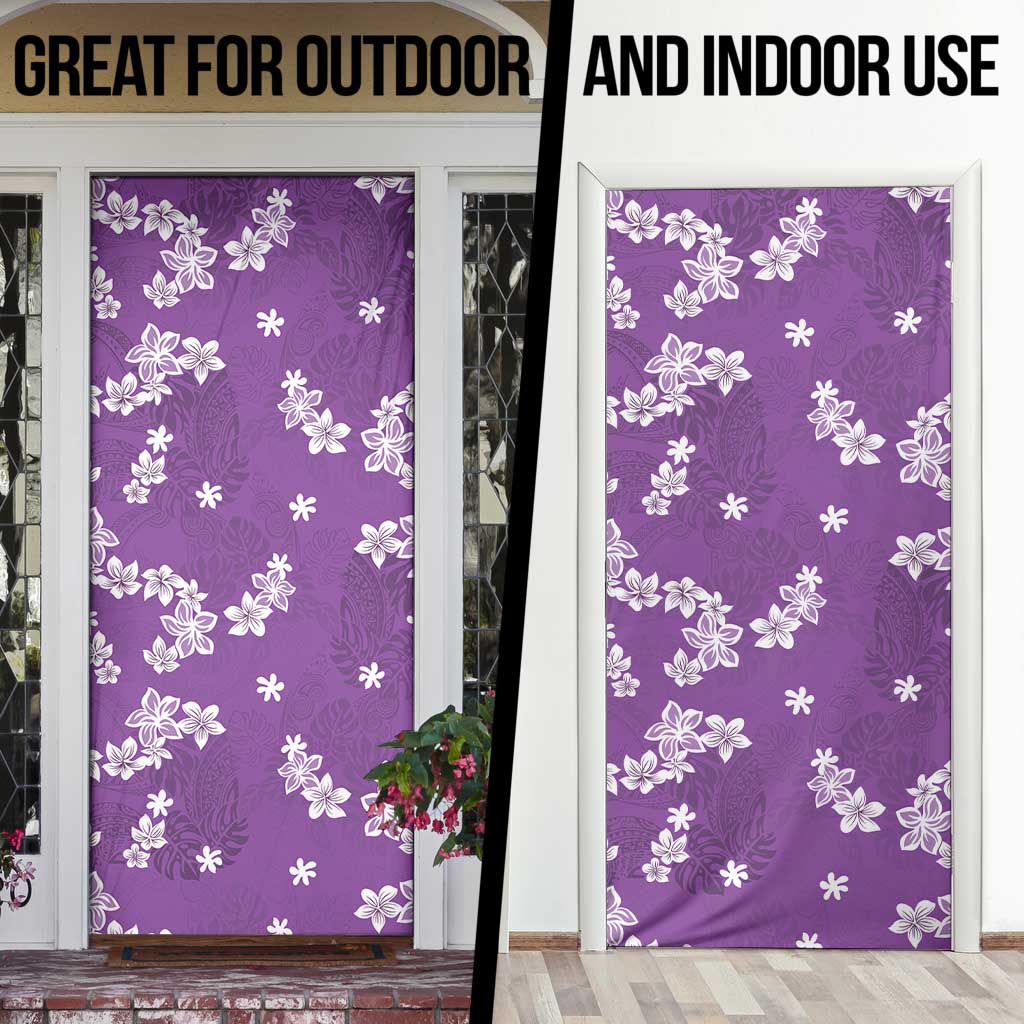 Hawaii Monstera Deliciosa Door Cover Purple Plumeria Polynesian Pattern LT05 - Polynesian Pride