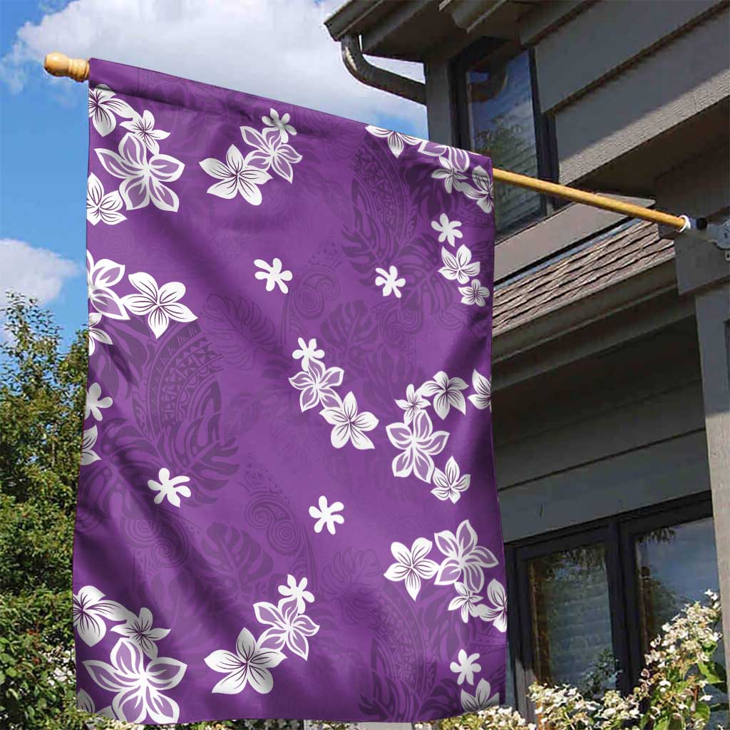 Hawaii Monstera Deliciosa Garden Flag Purple Plumeria Polynesian Pattern LT05 - Polynesian Pride