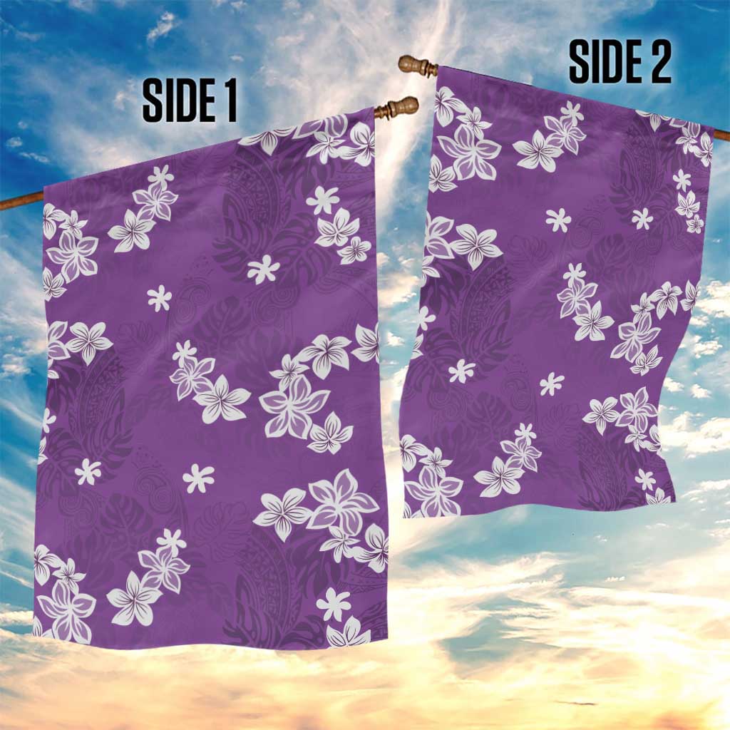 Hawaii Monstera Deliciosa Garden Flag Purple Plumeria Polynesian Pattern LT05 - Polynesian Pride