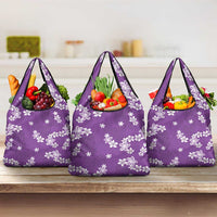 Hawaii Monstera Deliciosa Grocery Bag Purple Plumeria Polynesian Pattern LT05 3-pack One Size Purple - Polynesian Pride
