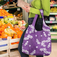 Hawaii Monstera Deliciosa Grocery Bag Purple Plumeria Polynesian Pattern LT05 - Polynesian Pride