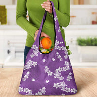 Hawaii Monstera Deliciosa Grocery Bag Purple Plumeria Polynesian Pattern LT05 - Polynesian Pride