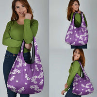 Hawaii Monstera Deliciosa Grocery Bag Purple Plumeria Polynesian Pattern LT05 - Polynesian Pride