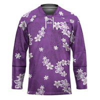 Hawaii Monstera Deliciosa Hockey Jersey Purple Plumeria Polynesian Pattern LT05 Unisex Purple - Polynesian Pride