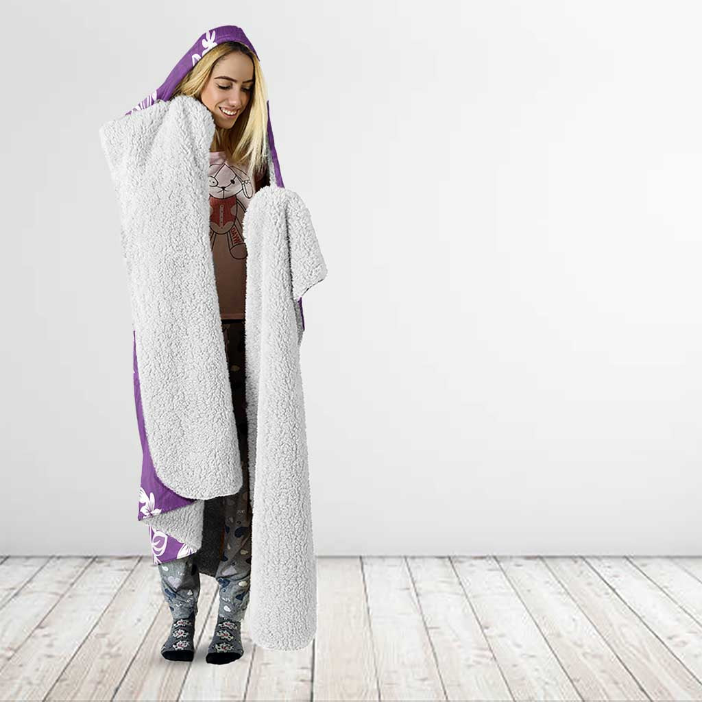 Hawaii Monstera Deliciosa Hooded Blanket Purple Plumeria Polynesian Pattern LT05 - Polynesian Pride