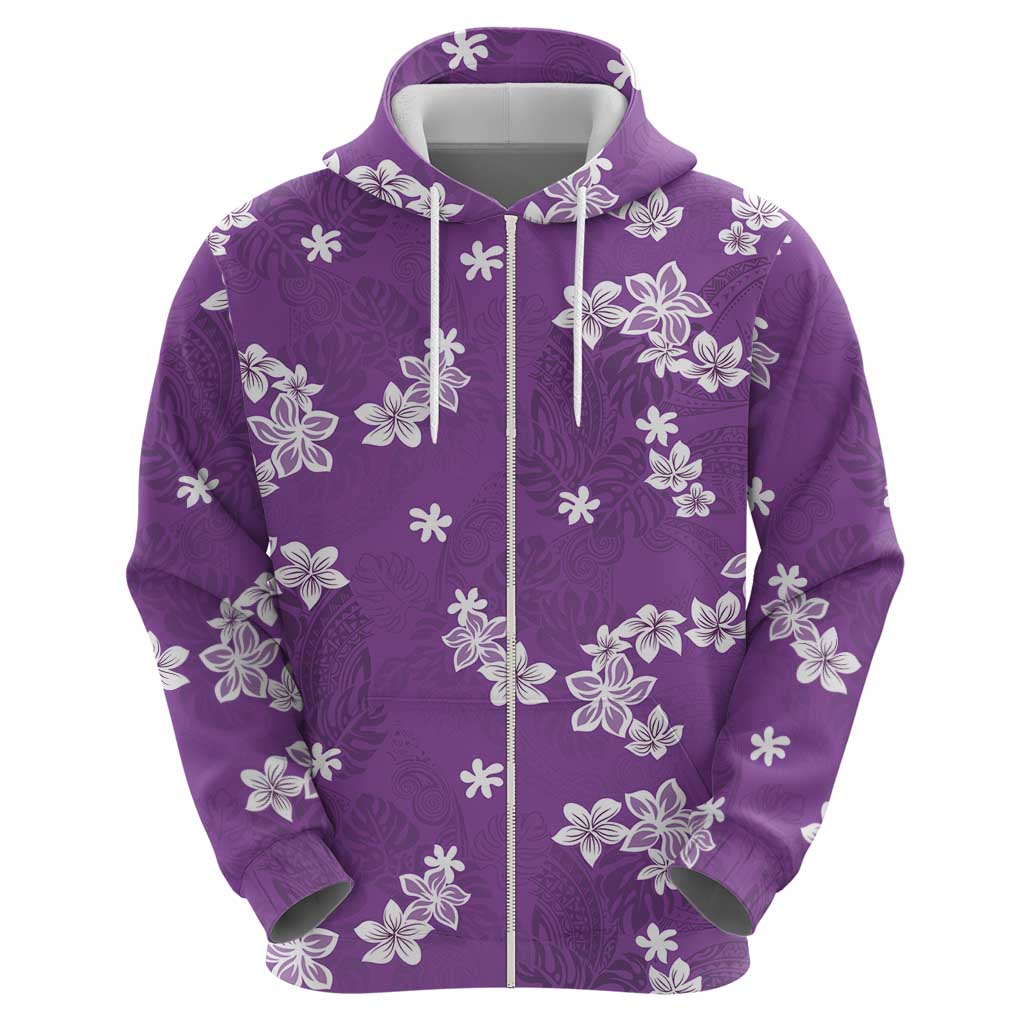 Hawaii Monstera Deliciosa Hoodie Purple Plumeria Polynesian Pattern LT05 - Polynesian Pride