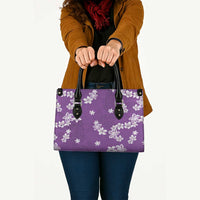 Hawaii Monstera Deliciosa Leather Bag Purple Plumeria Polynesian Pattern LT05 Purple - Polynesian Pride