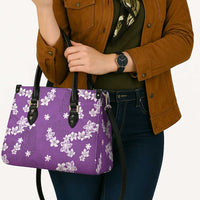Hawaii Monstera Deliciosa Leather Bag Purple Plumeria Polynesian Pattern LT05 - Polynesian Pride