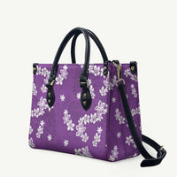 Hawaii Monstera Deliciosa Leather Bag Purple Plumeria Polynesian Pattern LT05 - Polynesian Pride